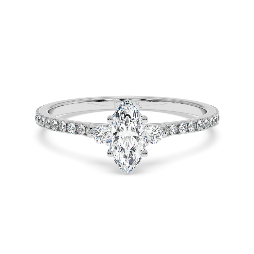 Engagement ring with 0.50 ct Marquise diamond and 0.23 ct side diamonds