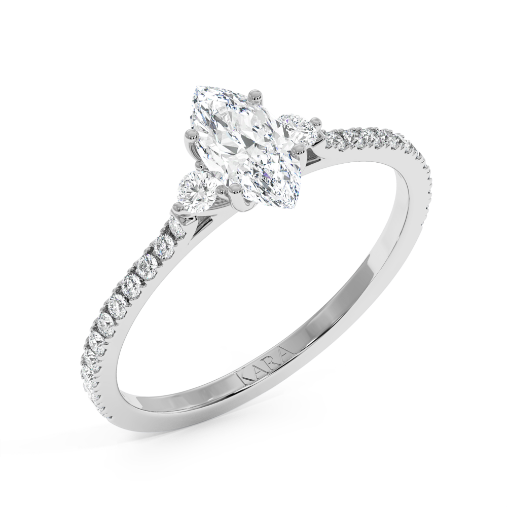 Engagement ring with 0.50 ct Marquise diamond and 0.23 ct side diamonds