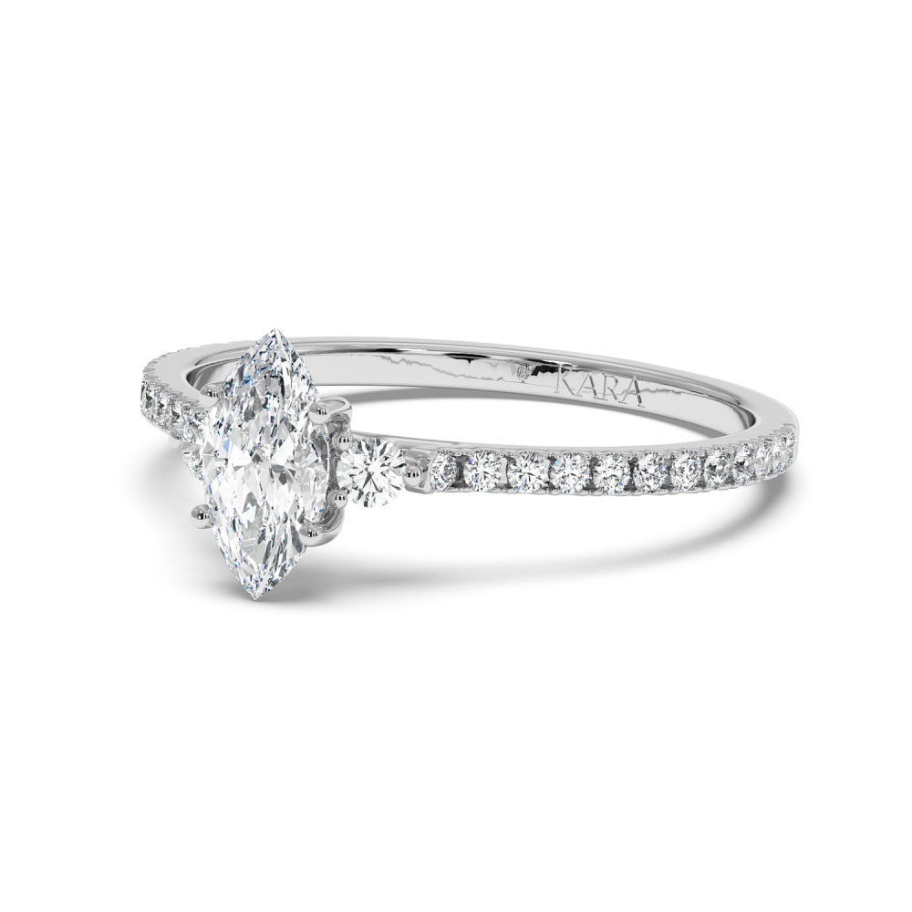 Engagement ring with 0.50 ct Marquise diamond and 0.23 ct side diamonds