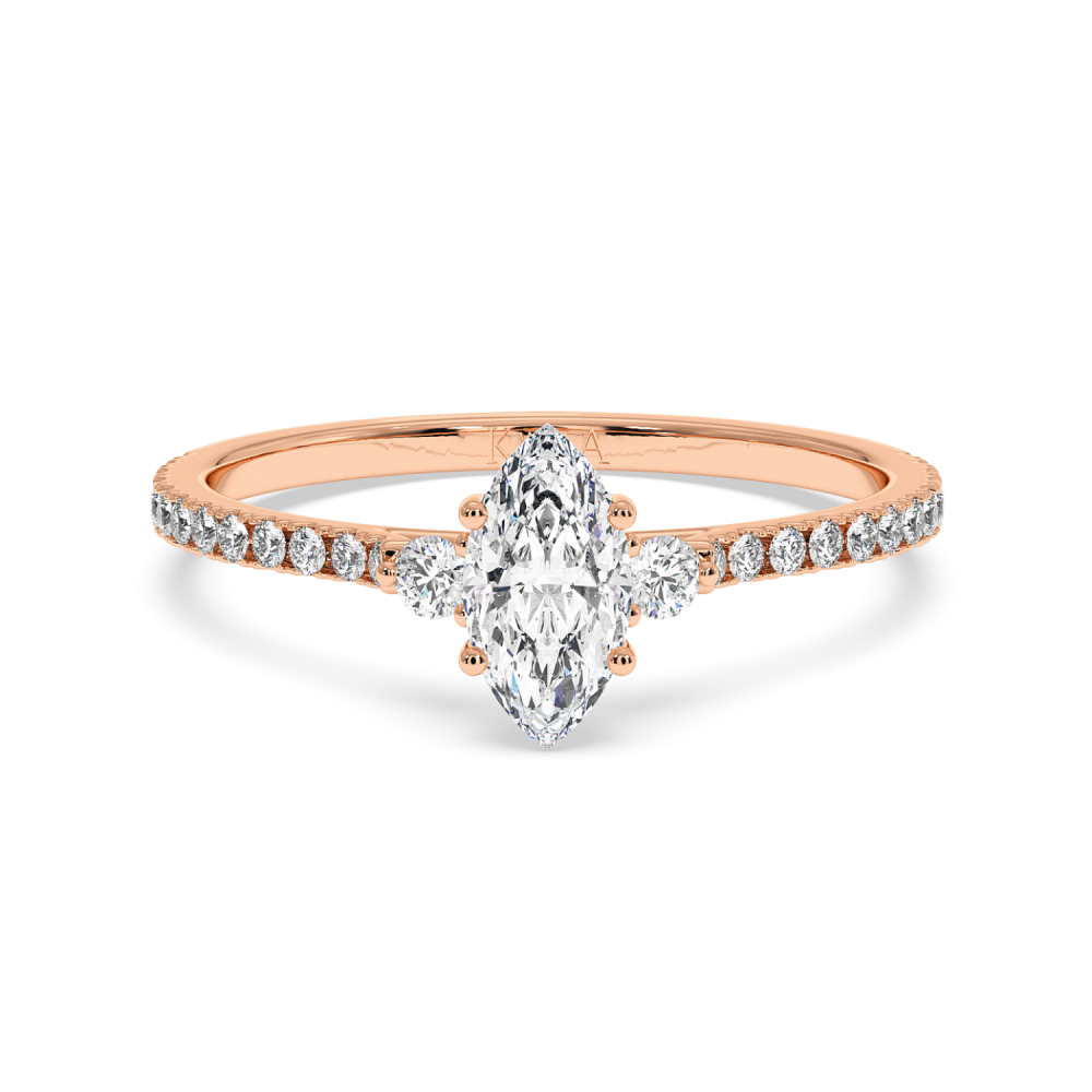 Engagement ring with 0.50 ct Marquise diamond and 0.23 ct side diamonds