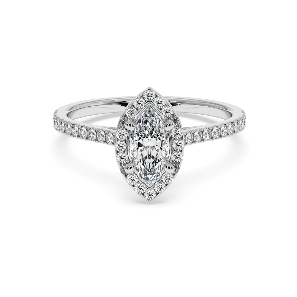 Engagement ring with 0.50 ct Marquise diamond and 0.25 ct side diamonds