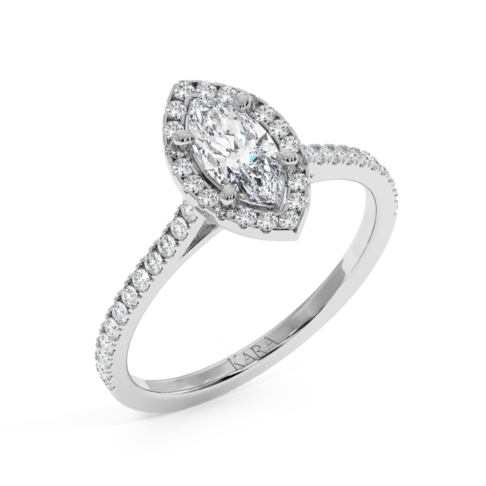 Engagement ring with 0.50 ct Marquise diamond and 0.25 ct side diamonds