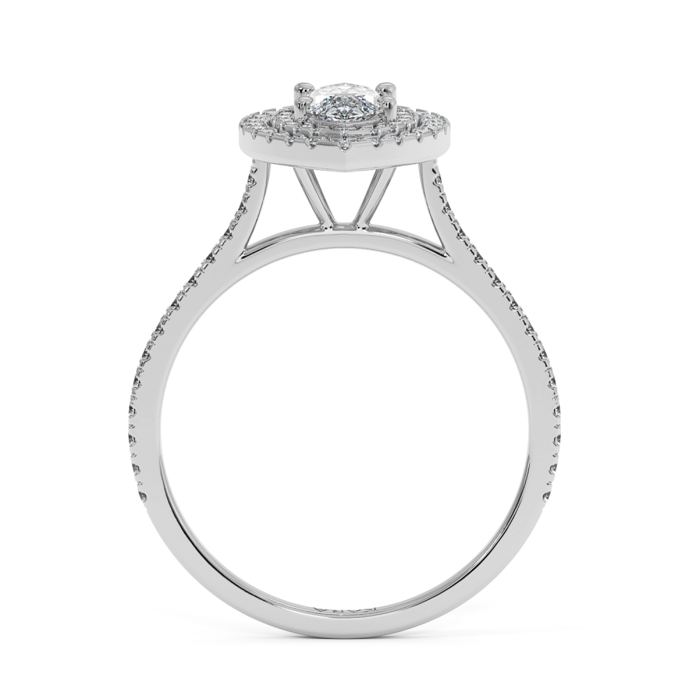 Engagement ring with 0.50 ct Marquise diamond and 0.37 ct side diamonds