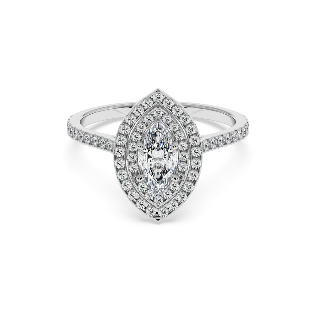Engagement ring with 0.50 ct Marquise diamond and 0.37 ct side diamonds