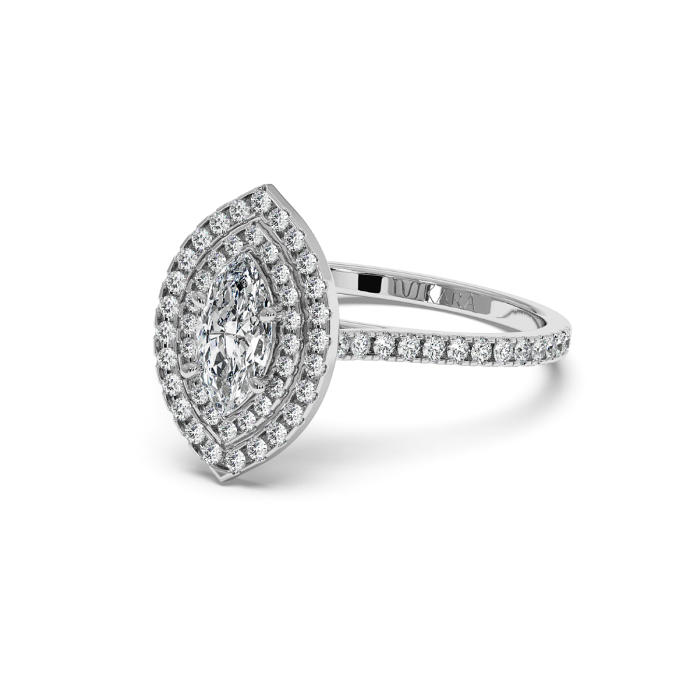 Engagement ring with 0.50 ct Marquise diamond and 0.37 ct side diamonds