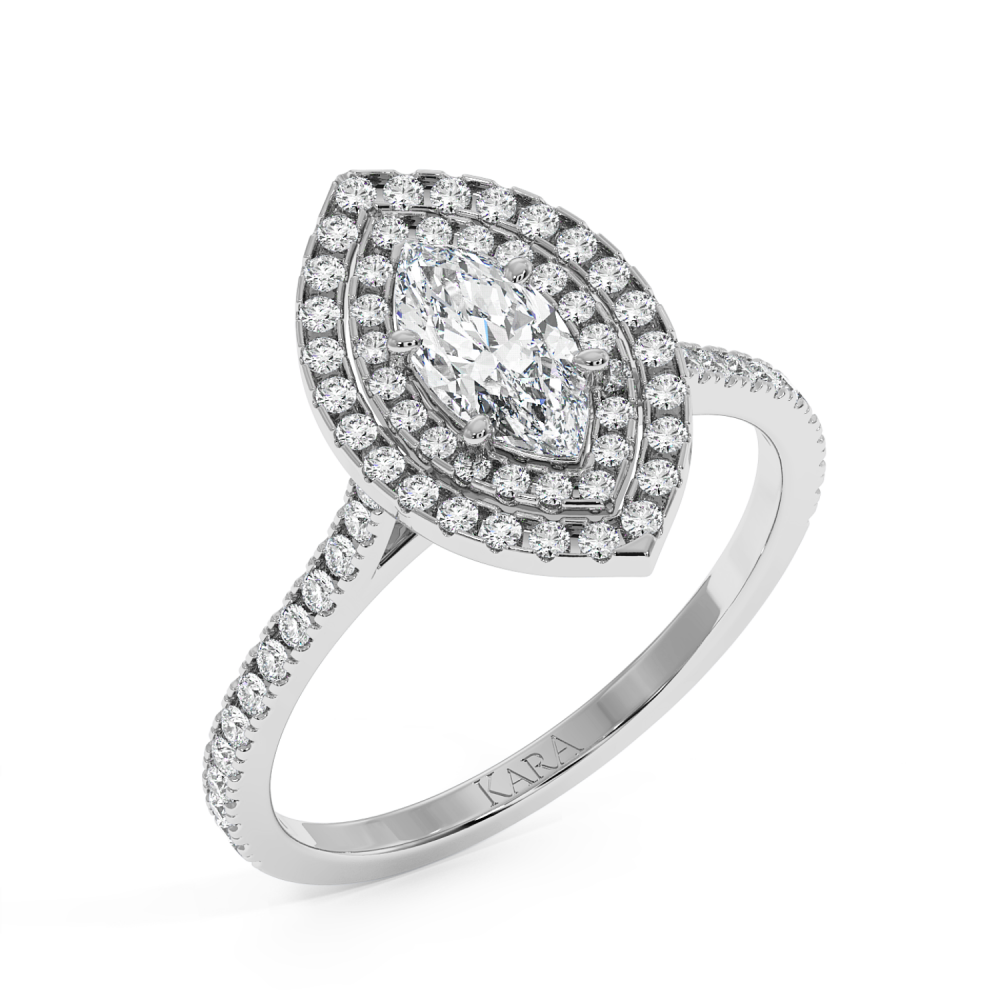 Engagement ring with 0.50 ct Marquise diamond and 0.37 ct side diamonds
