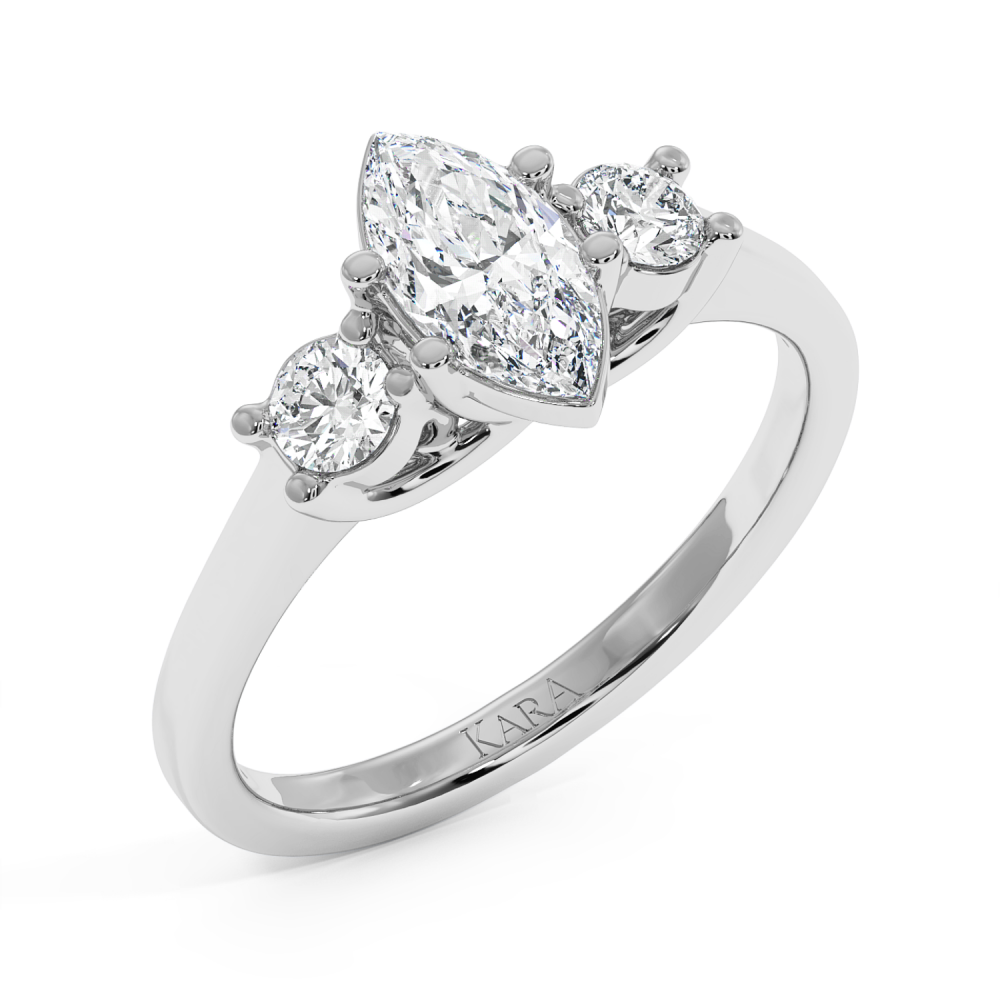 Engagement ring with 0.71 ct Marquise diamond and 0.27 ct side diamonds