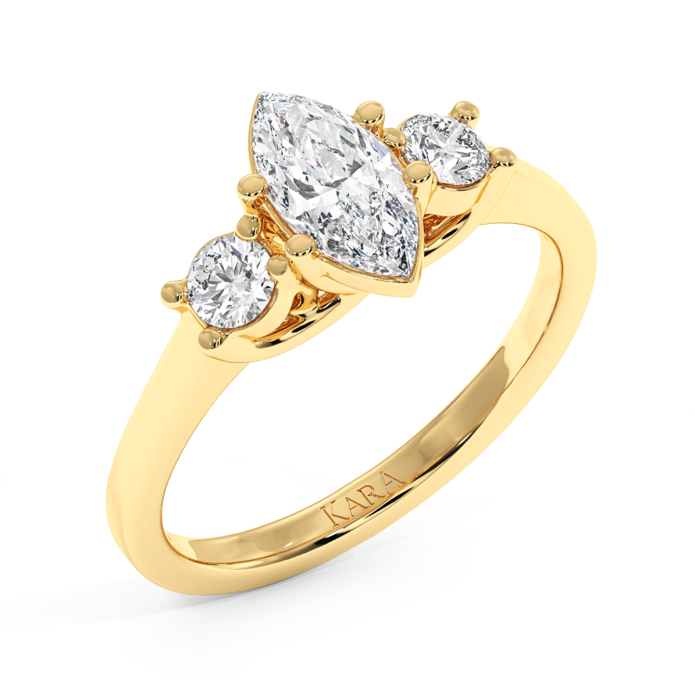 Engagement ring with 0.71 ct Marquise diamond and 0.27 ct side diamonds