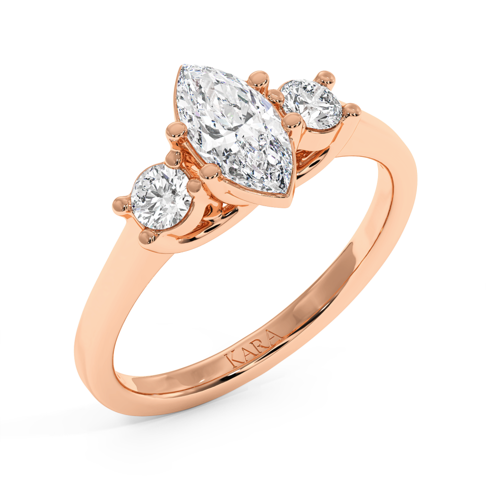 Engagement ring with 0.71 ct Marquise diamond and 0.27 ct side diamonds