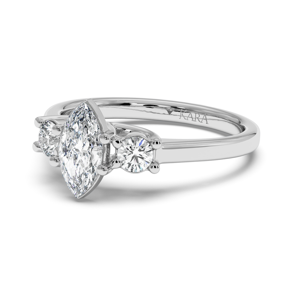 Engagement ring with 0.71 ct Marquise diamond and 0.27 ct side diamonds