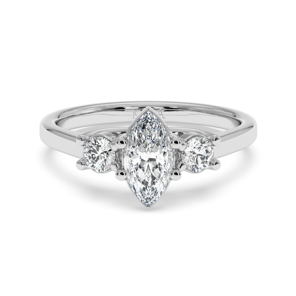 Engagement ring with 0.71 ct Marquise diamond and 0.27 ct side diamonds
