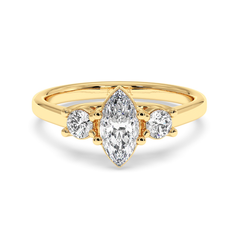 Engagement ring with 0.71 ct Marquise diamond and 0.27 ct side diamonds