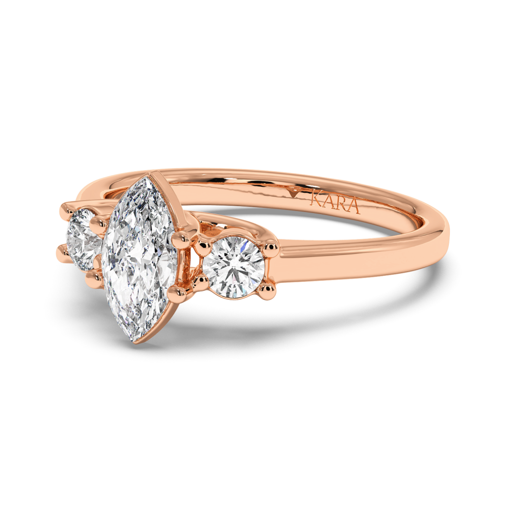 Engagement ring with 0.71 ct Marquise diamond and 0.27 ct side diamonds