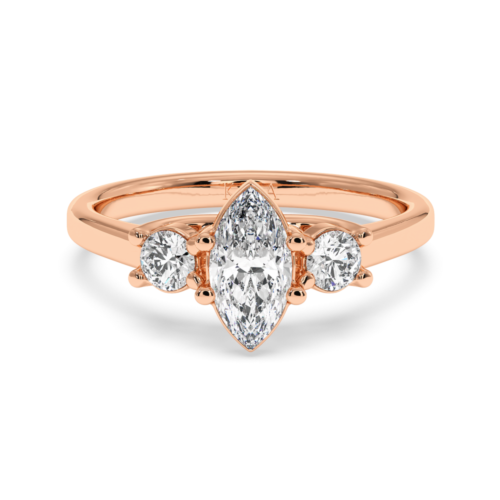 Engagement ring with 0.71 ct Marquise diamond and 0.27 ct side diamonds