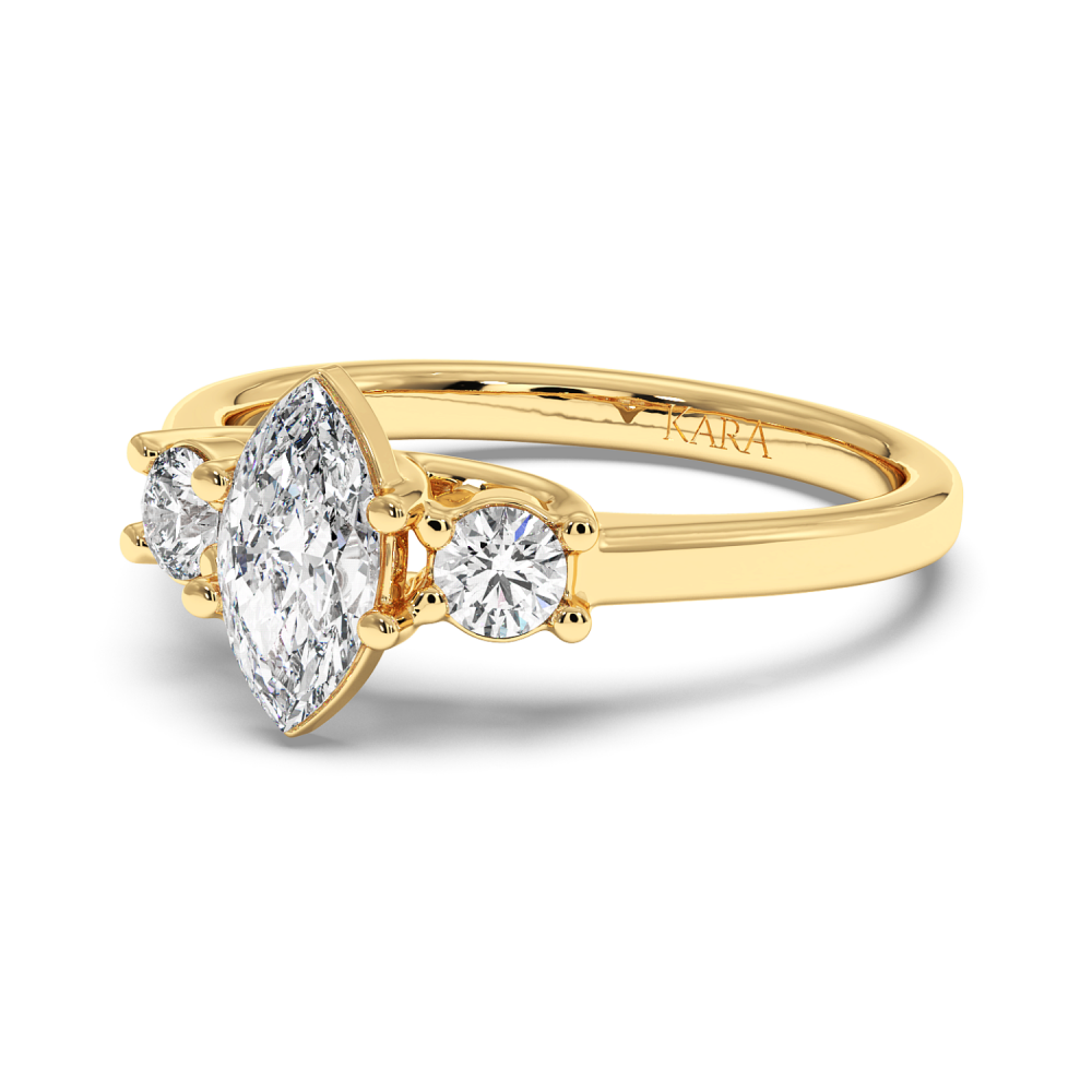 Engagement ring with 0.71 ct Marquise diamond and 0.27 ct side diamonds