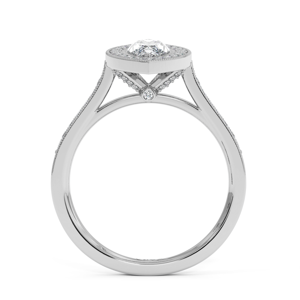 Engagement ring with 0.71 ct Marquise diamond and 0.28 ct side diamonds