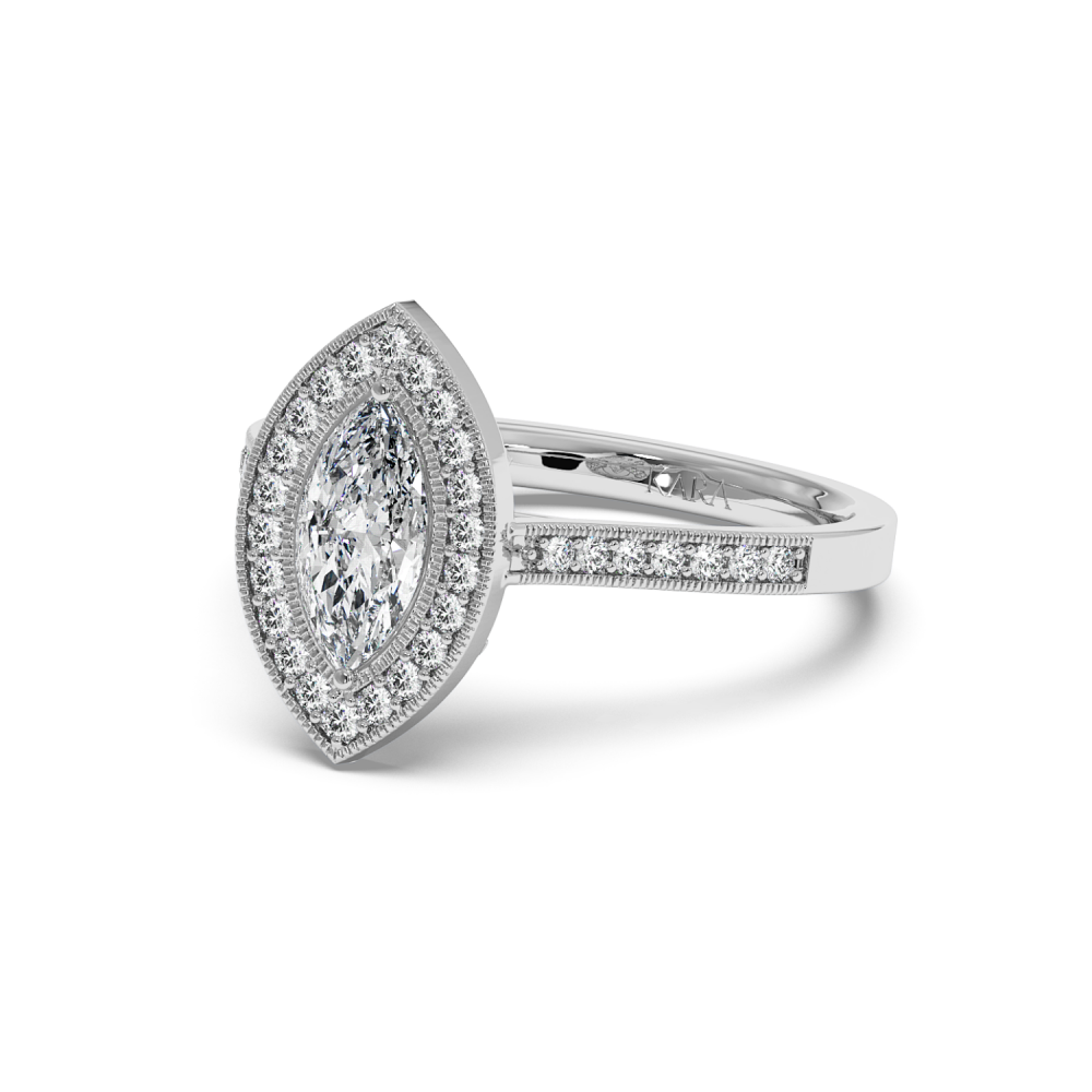 Engagement ring with 0.71 ct Marquise diamond and 0.28 ct side diamonds