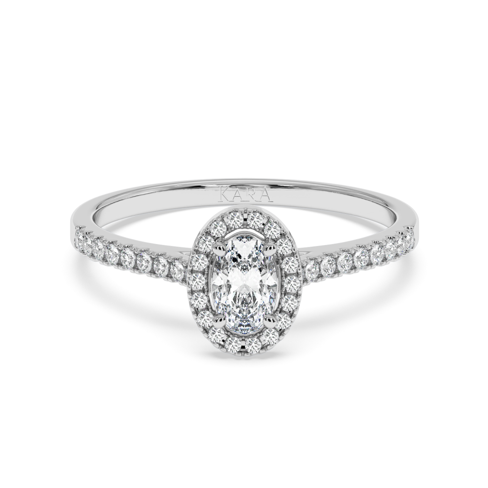 Engagement ring with 0.30 ct Oval diamond and 0.17 ct side diamonds