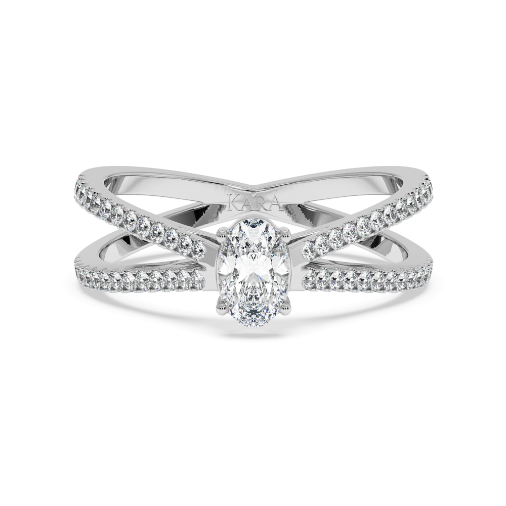 Engagement ring with 0.30 ct Oval diamond and 0.37 ct side diamonds