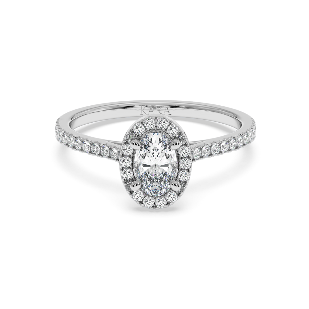 Engagement ring with 0.30 ct Oval diamond and 0.23 ct side diamonds