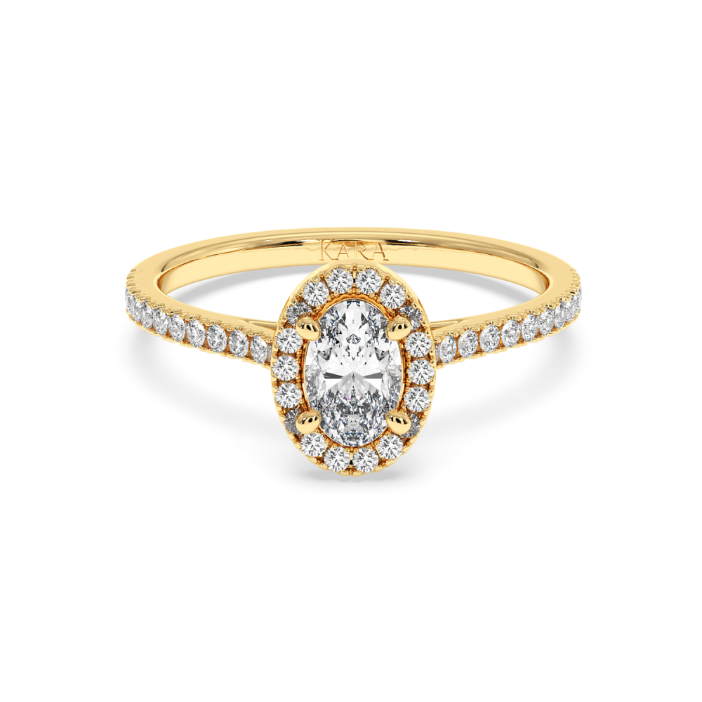 Engagement ring with 0.30 ct Oval diamond and 0.23 ct side diamonds
