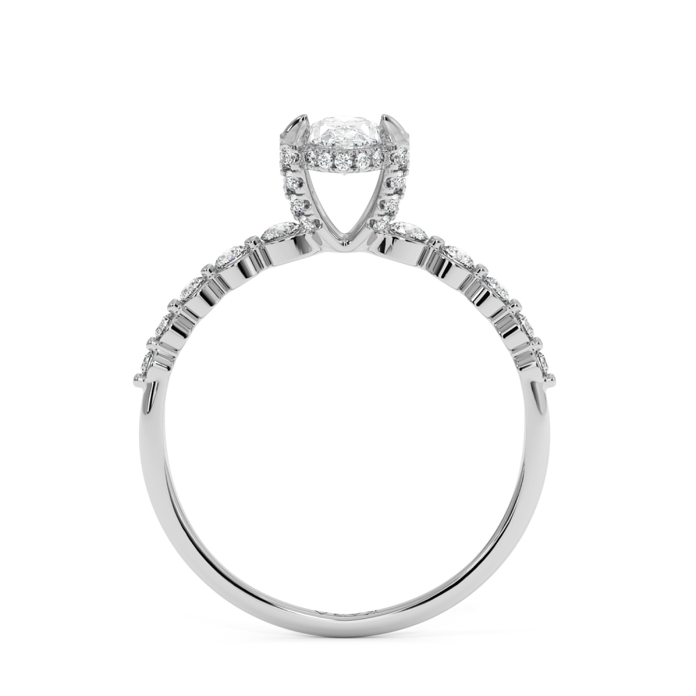 Engagement ring with 0.30 ct Oval Diamond and 0.26 ct side diamonds