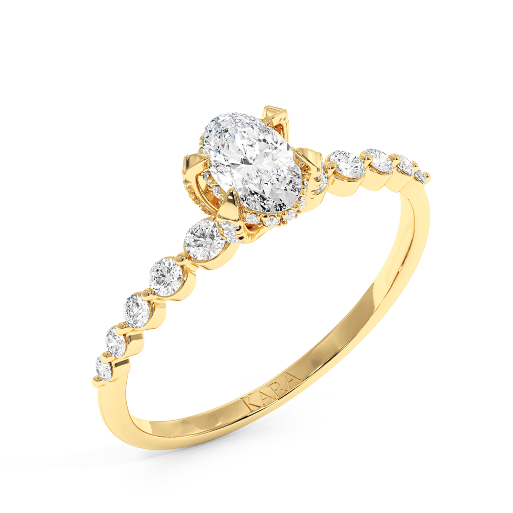 Engagement ring with 0.30 ct Oval Diamond and 0.26 ct side diamonds
