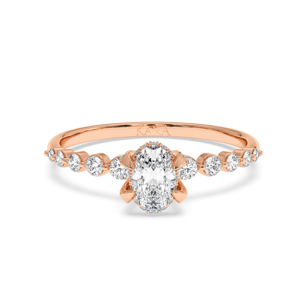 Engagement ring with 0.30 ct Oval Diamond and 0.26 ct side diamonds