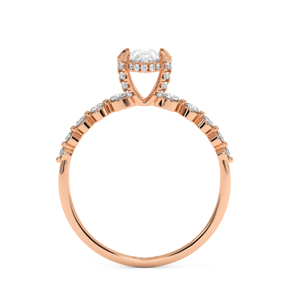 Engagement ring with 0.30 ct Oval Diamond and 0.26 ct side diamonds