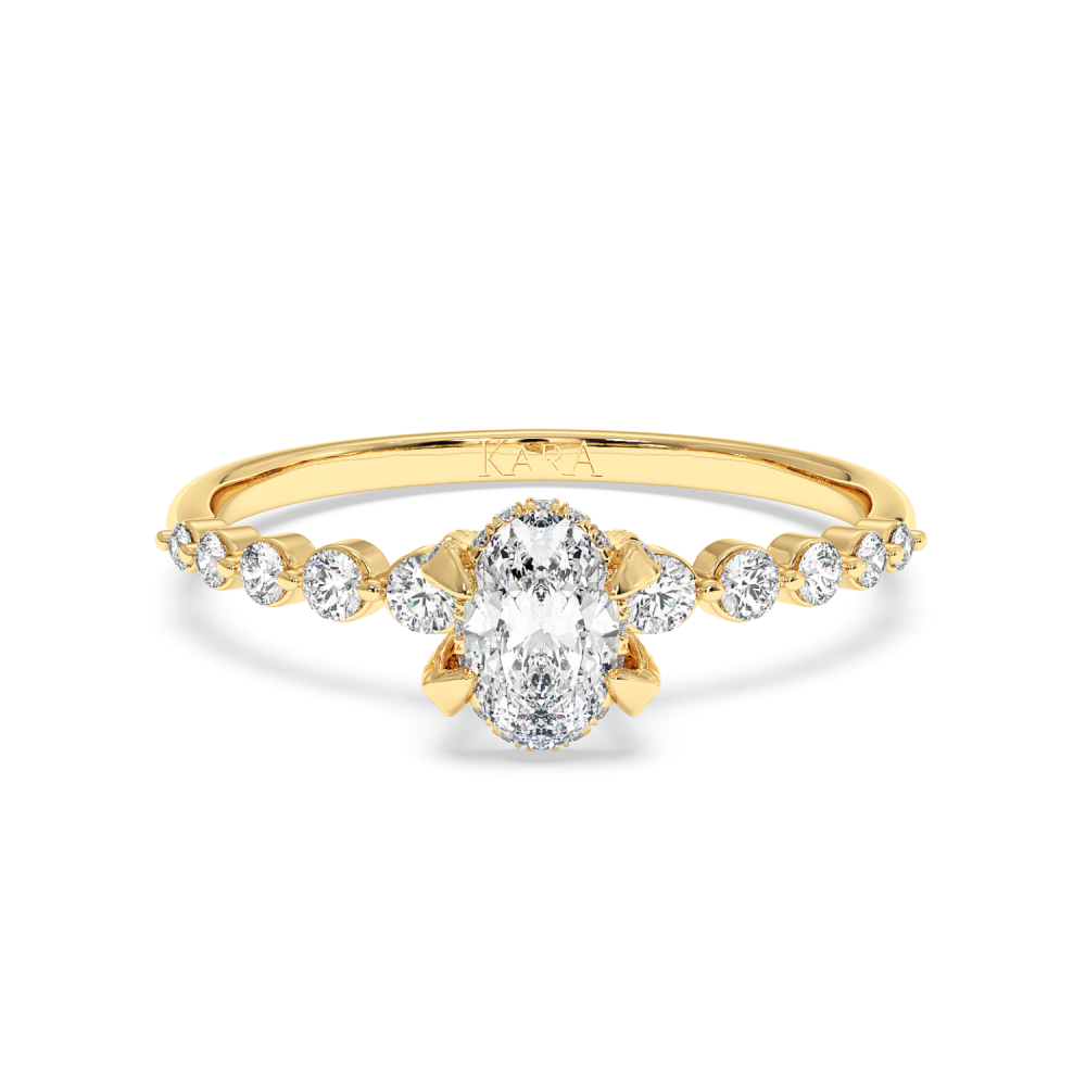 Engagement ring with 0.30 ct Oval Diamond and 0.26 ct side diamonds