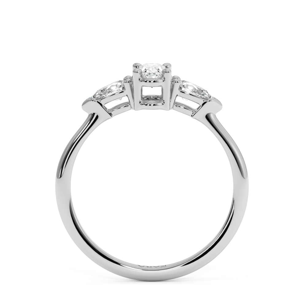 Engagement ring with 0.30 ct Oval diamond and 0.19 ct Pear side diamonds