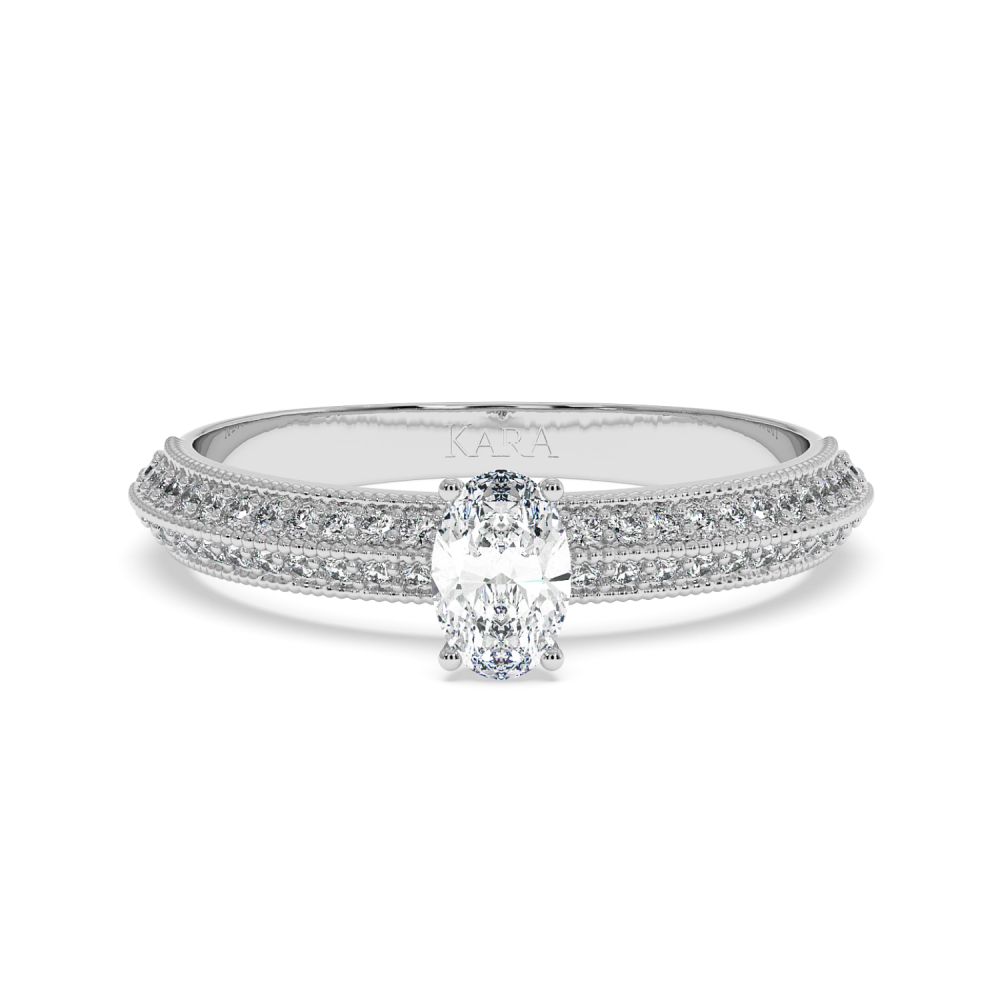 Engagement ring with 0.31 ct Oval diamond and 0.19 ct side diamonds