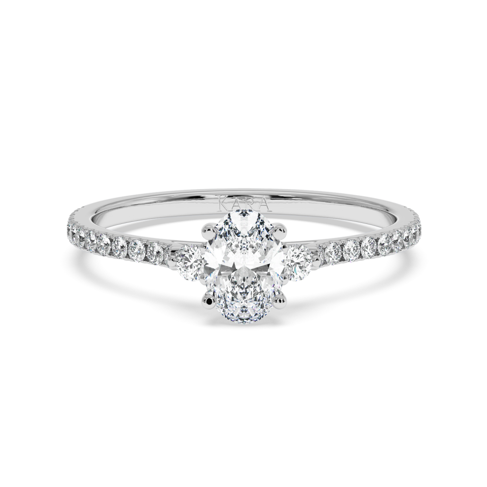 Engagement ring with 0.50 ct Oval diamond and 0.23 ct side diamonds