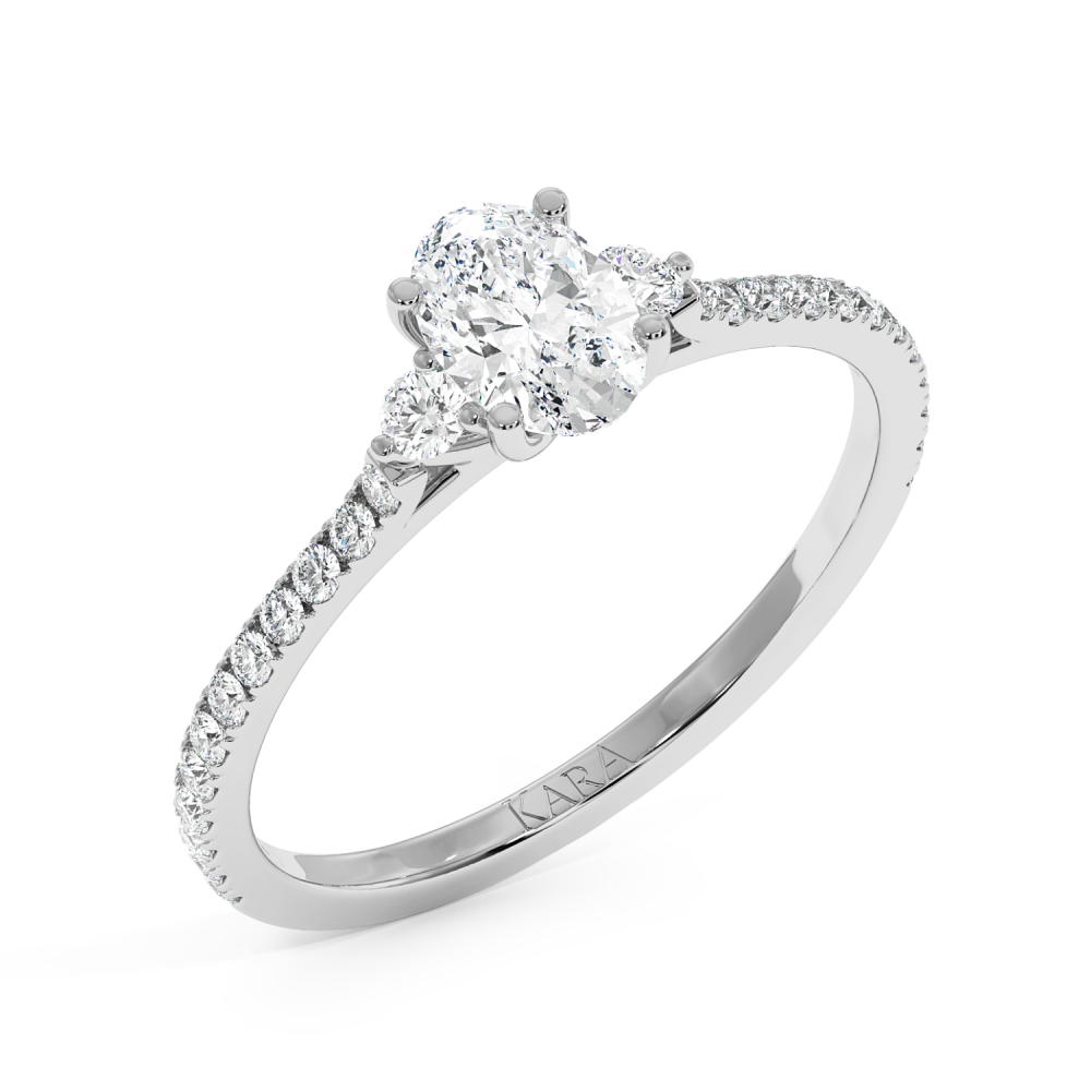 Engagement ring with 0.50 ct Oval diamond and 0.23 ct side diamonds