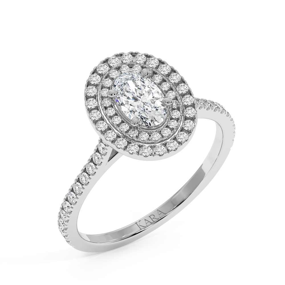 Engagement ring with 0.50 ct Oval diamond and 0.35 ct side diamonds
