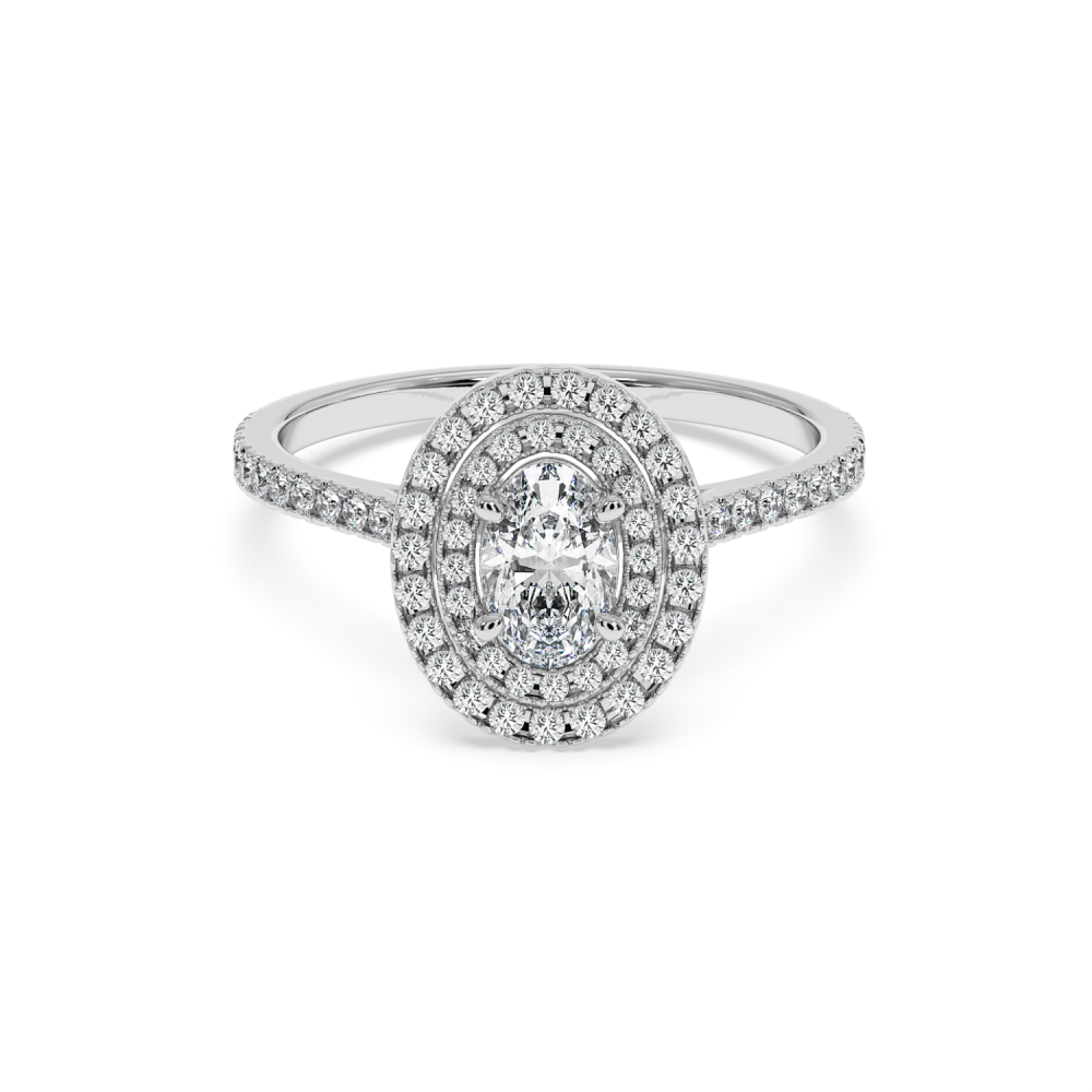 Engagement ring with 0.50 ct Oval diamond and 0.35 ct side diamonds