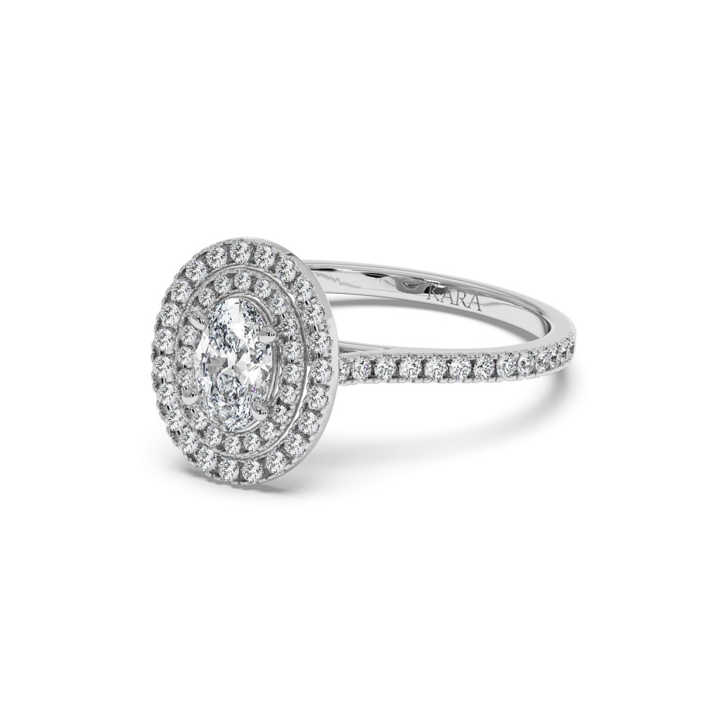 Engagement ring with 0.50 ct Oval diamond and 0.35 ct side diamonds