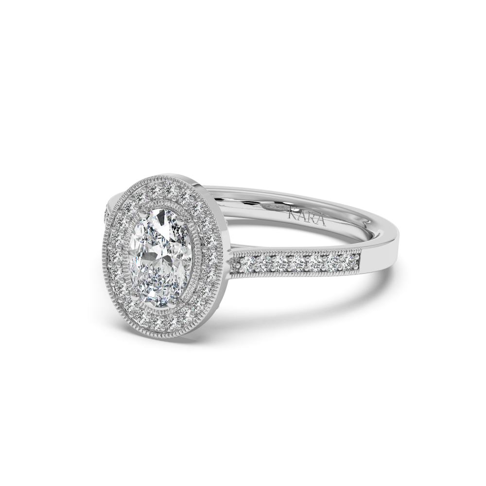 Engagement ring with 0.70 ct Oval diamond and 0.24 ct side diamonds
