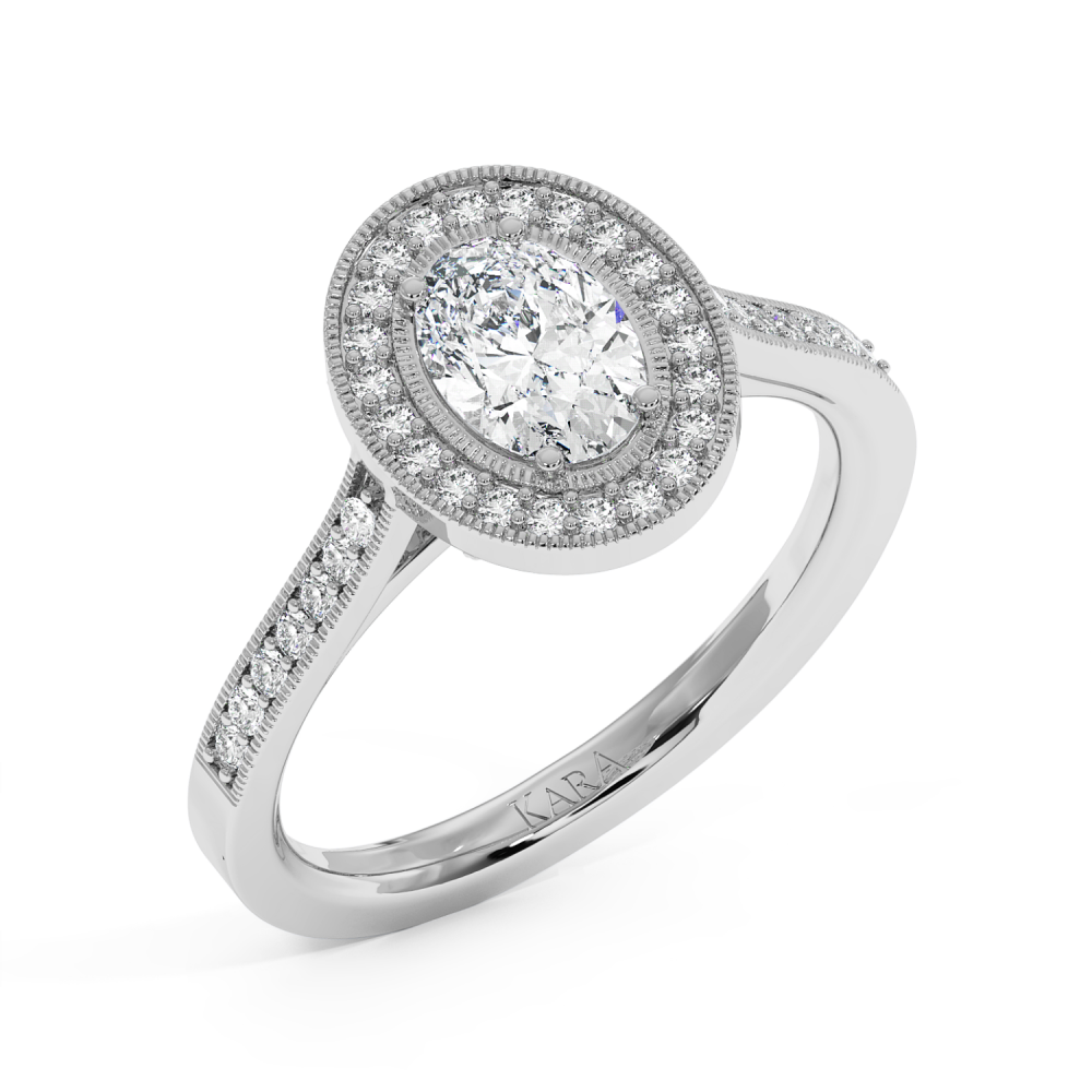 Engagement ring with 0.70 ct Oval diamond and 0.24 ct side diamonds