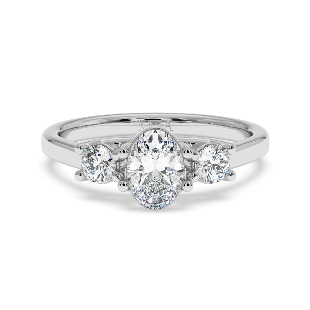 Engagement ring with 0.70 ct Oval diamond and 0.27 ct side diamonds