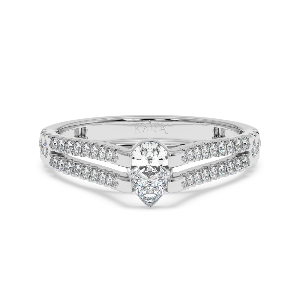 Engagement ring with 0.29 ct Pear diamond and 0.27 ct side diamonds