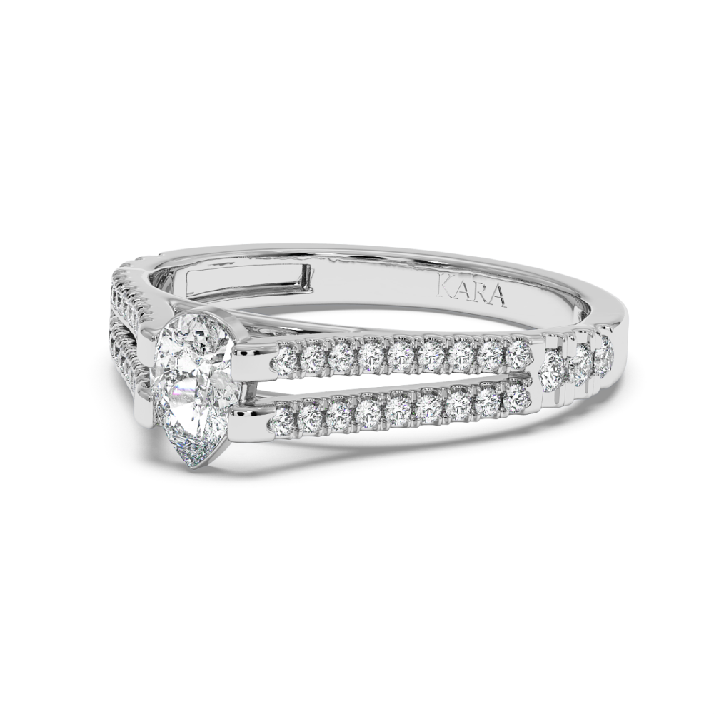 Engagement ring with 0.29 ct Pear diamond and 0.27 ct side diamonds