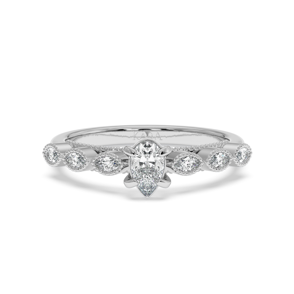 Engagement ring with 0.30 ct Pear diamond and 0.13 ct side diamonds