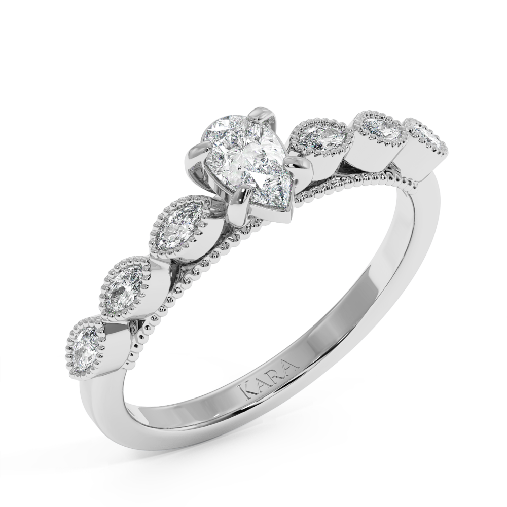 Engagement ring with 0.30 ct Pear diamond and 0.13 ct side diamonds