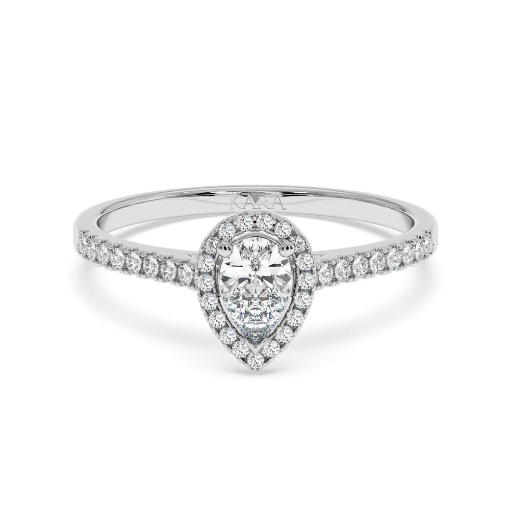 Engagement ring with 0.30 ct Pear diamond and 0.17 ct side diamonds