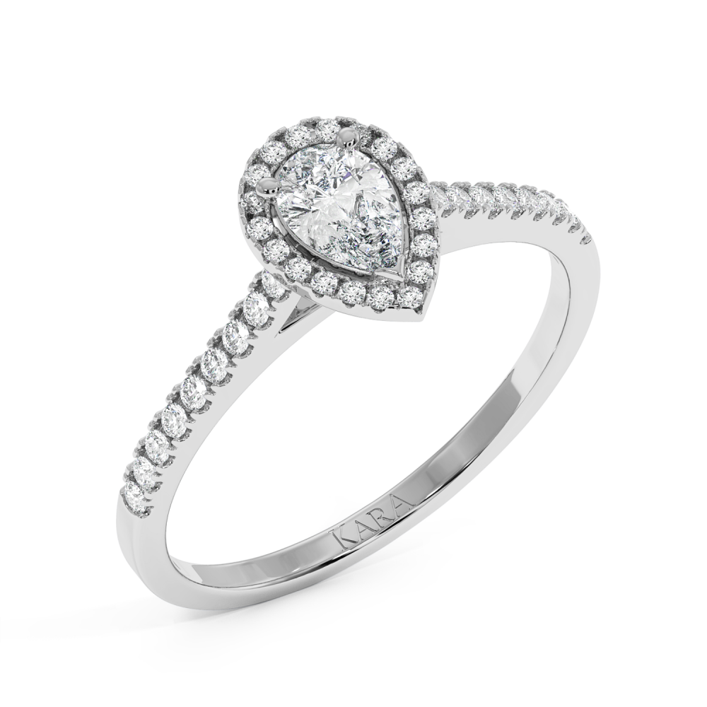 Engagement ring with 0.30 ct Pear diamond and 0.17 ct side diamonds