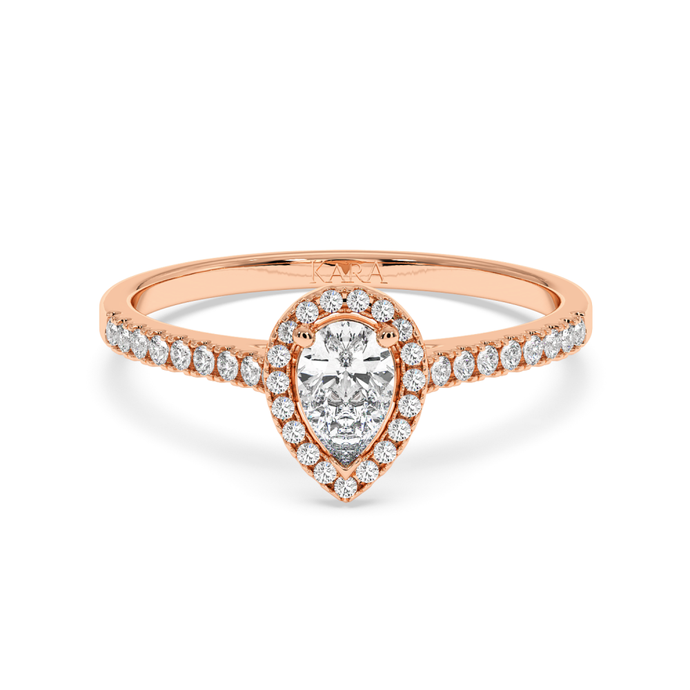 Engagement ring with 0.30 ct Pear diamond and 0.17 ct side diamonds