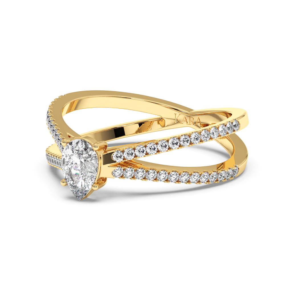 Engagement ring with 0.30 ct Pear diamond and 0.37 ct side diamonds