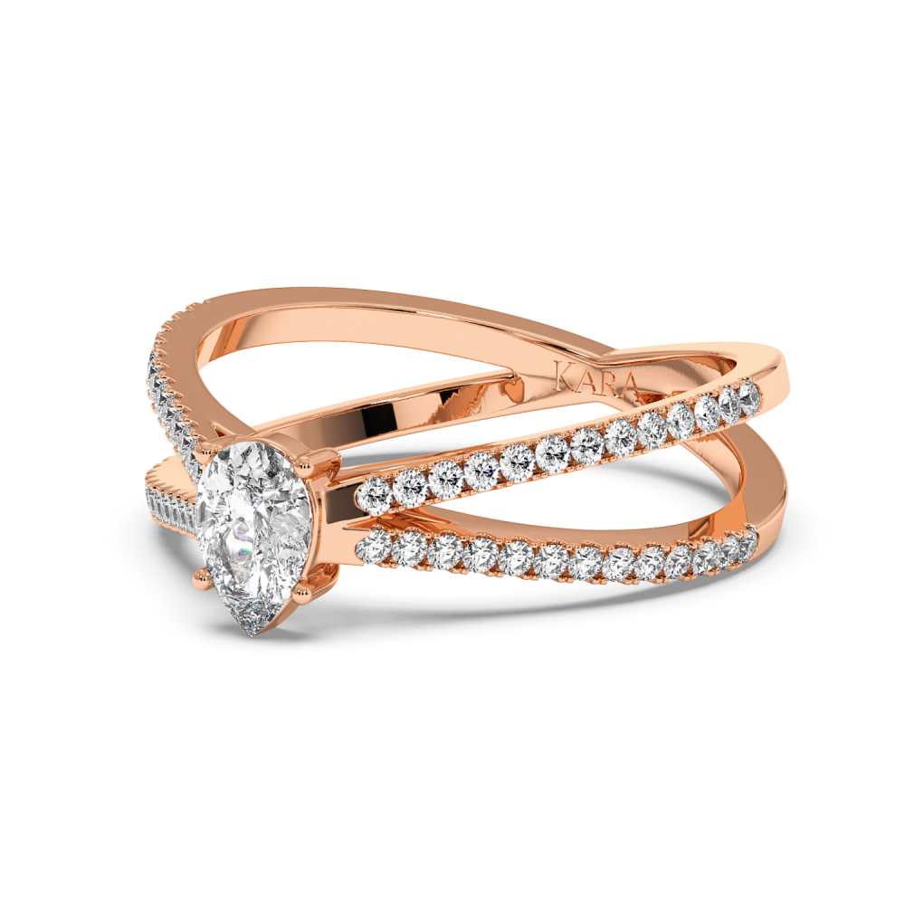 Engagement ring with 0.30 ct Pear diamond and 0.37 ct side diamonds