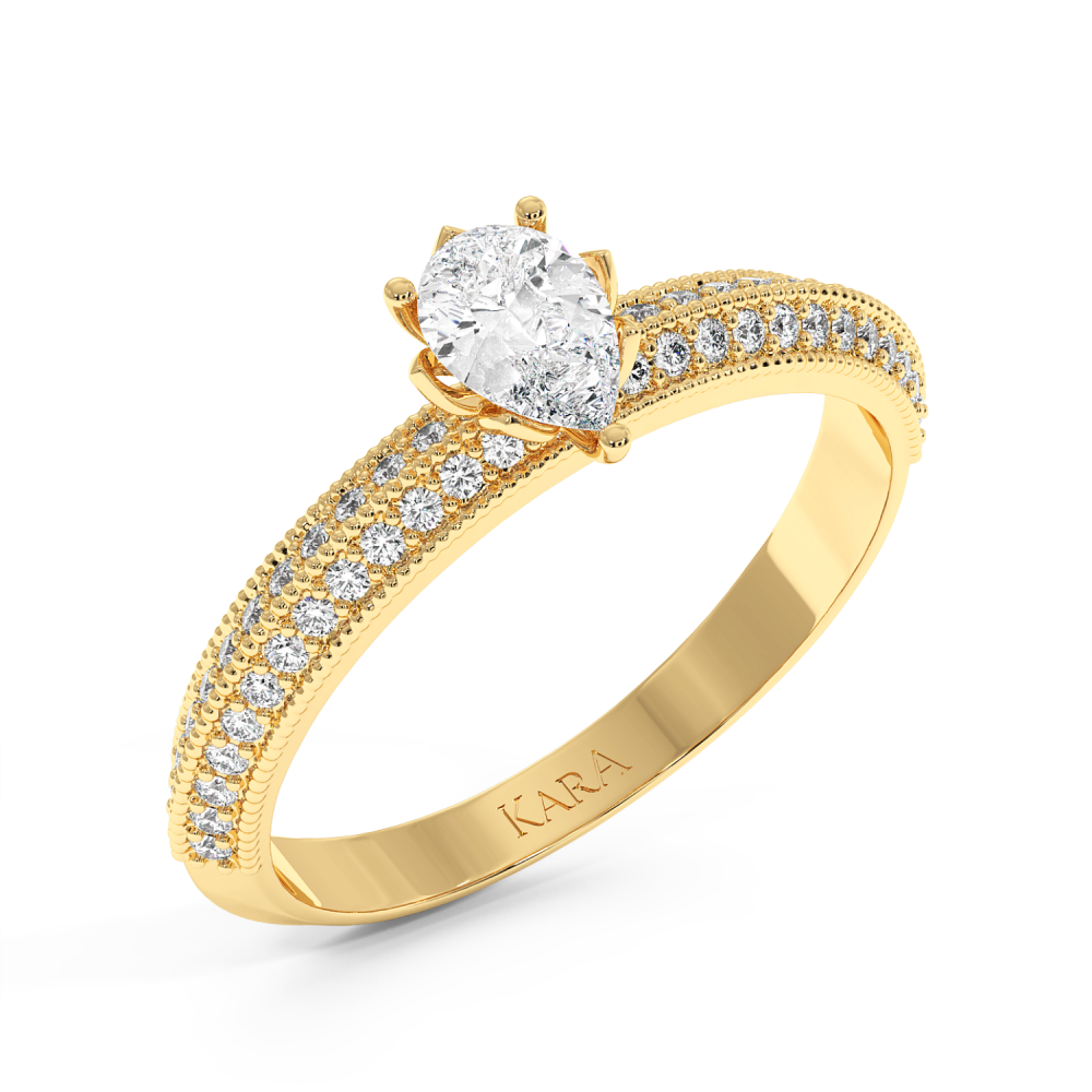 Engagement ring with 0.30 ct Pear diamond and 0.19 ct side diamonds